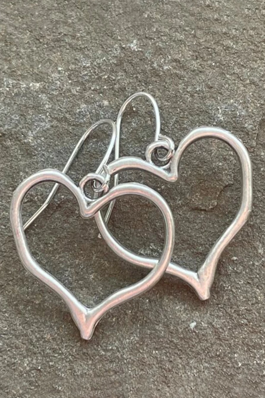 "Shewin Silvery Heart-Shaped Drop Hook Earrings for Women"