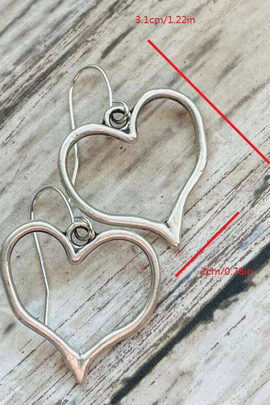 "Shewin Silvery Heart-Shaped Drop Hook Earrings for Women"