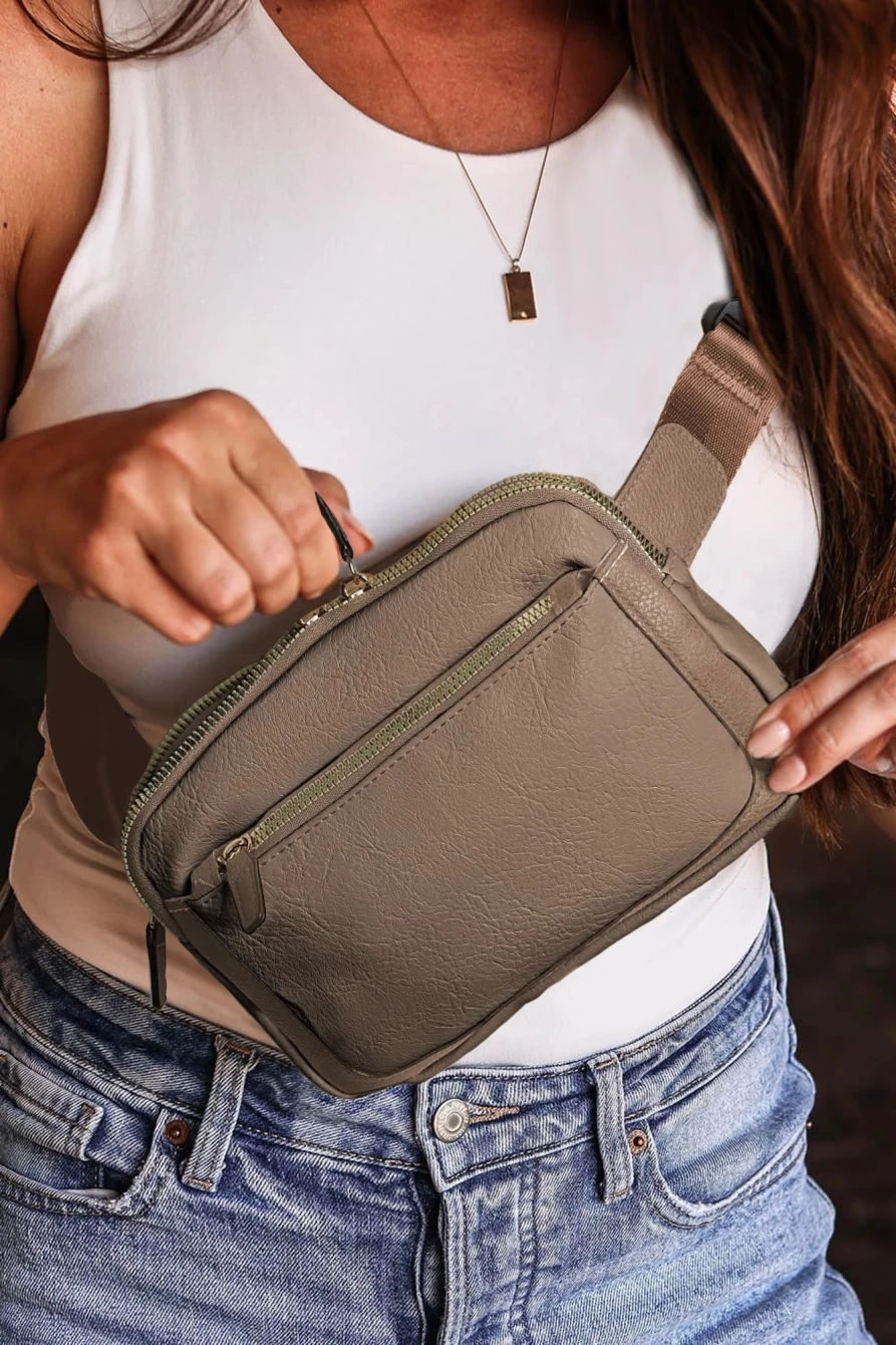 Shewin Women's Desert Palm Minimalist Crossbody Bag with Multiple Zippers