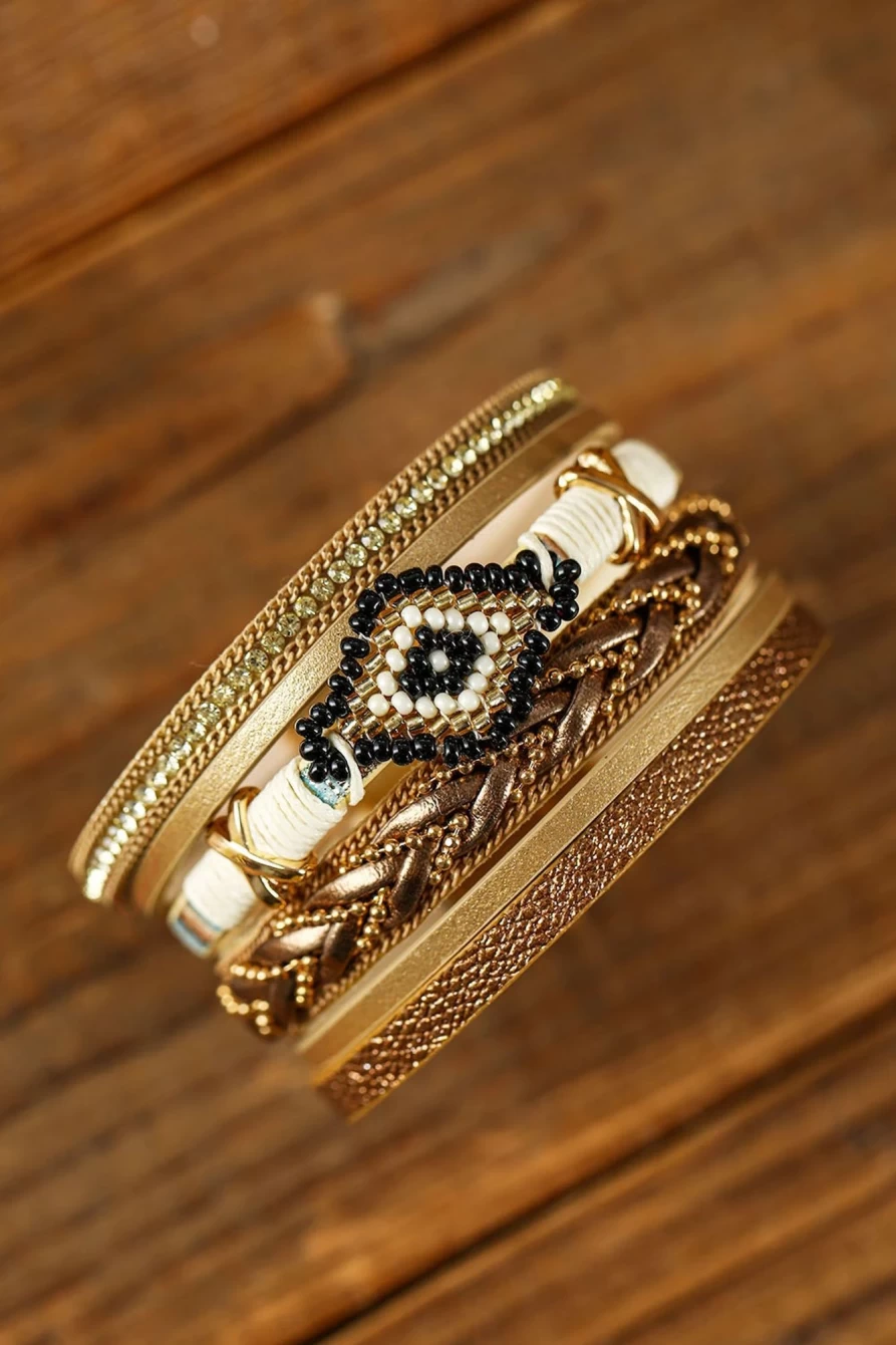 "Shewin Multicolor Rhinestone Beaded Magnetic Clasp Bracelet for Women"