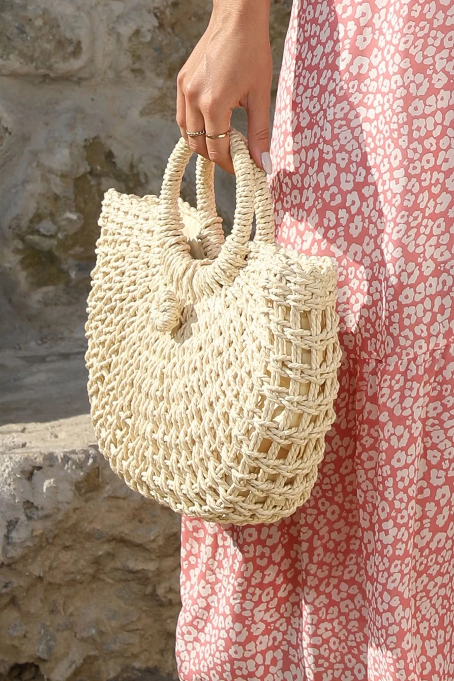 "Shewin Women's Beige Bamboo Weaving Round Tote Handbag - Stylish Eco-Friendly Bag"