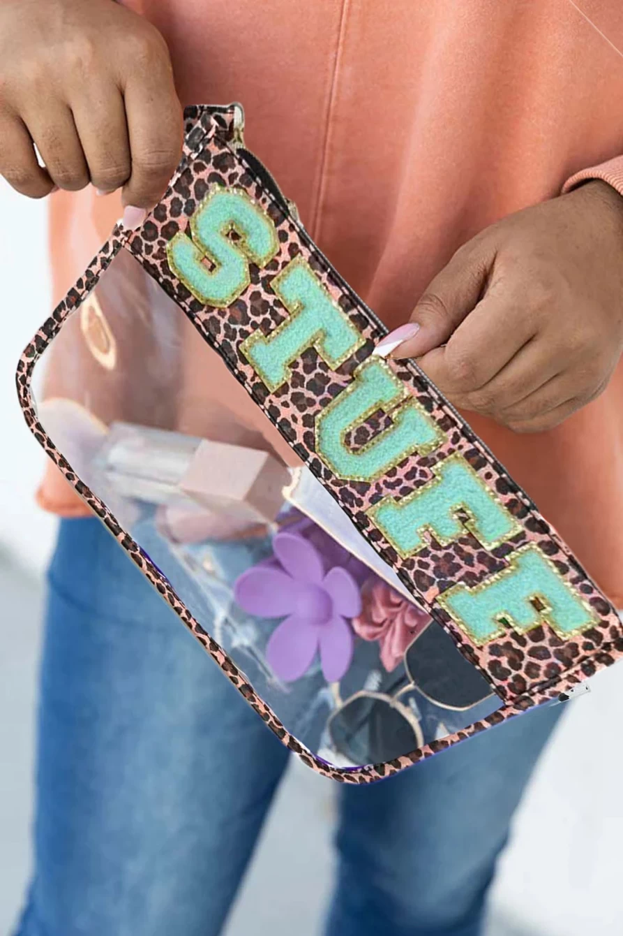 Shewin Women's Multicolour Animal Print Transparent Zippered Handbag