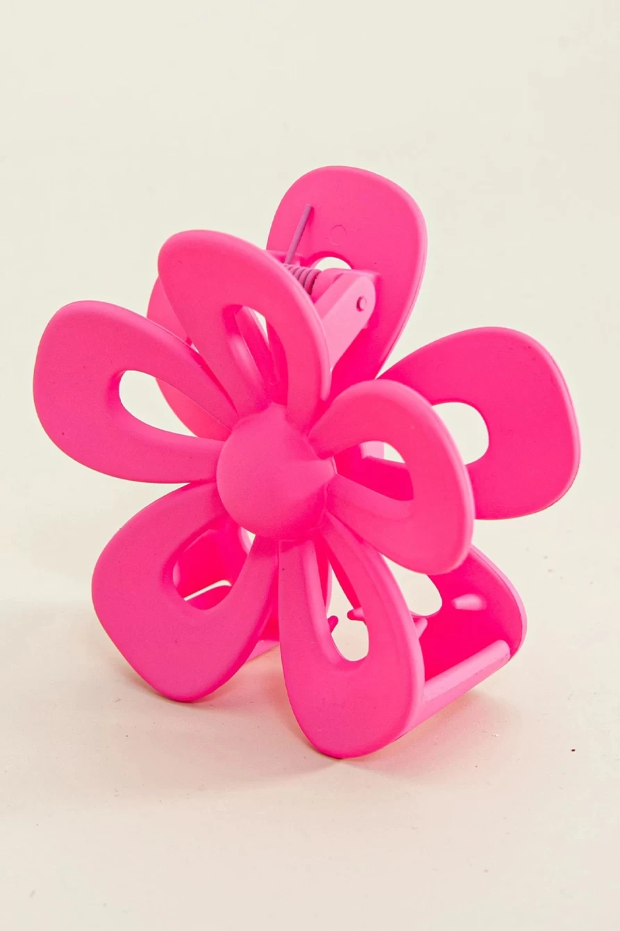 Shewin Rose Red Flower Shaped Hollow Claw Clip for Women Hair Accessories