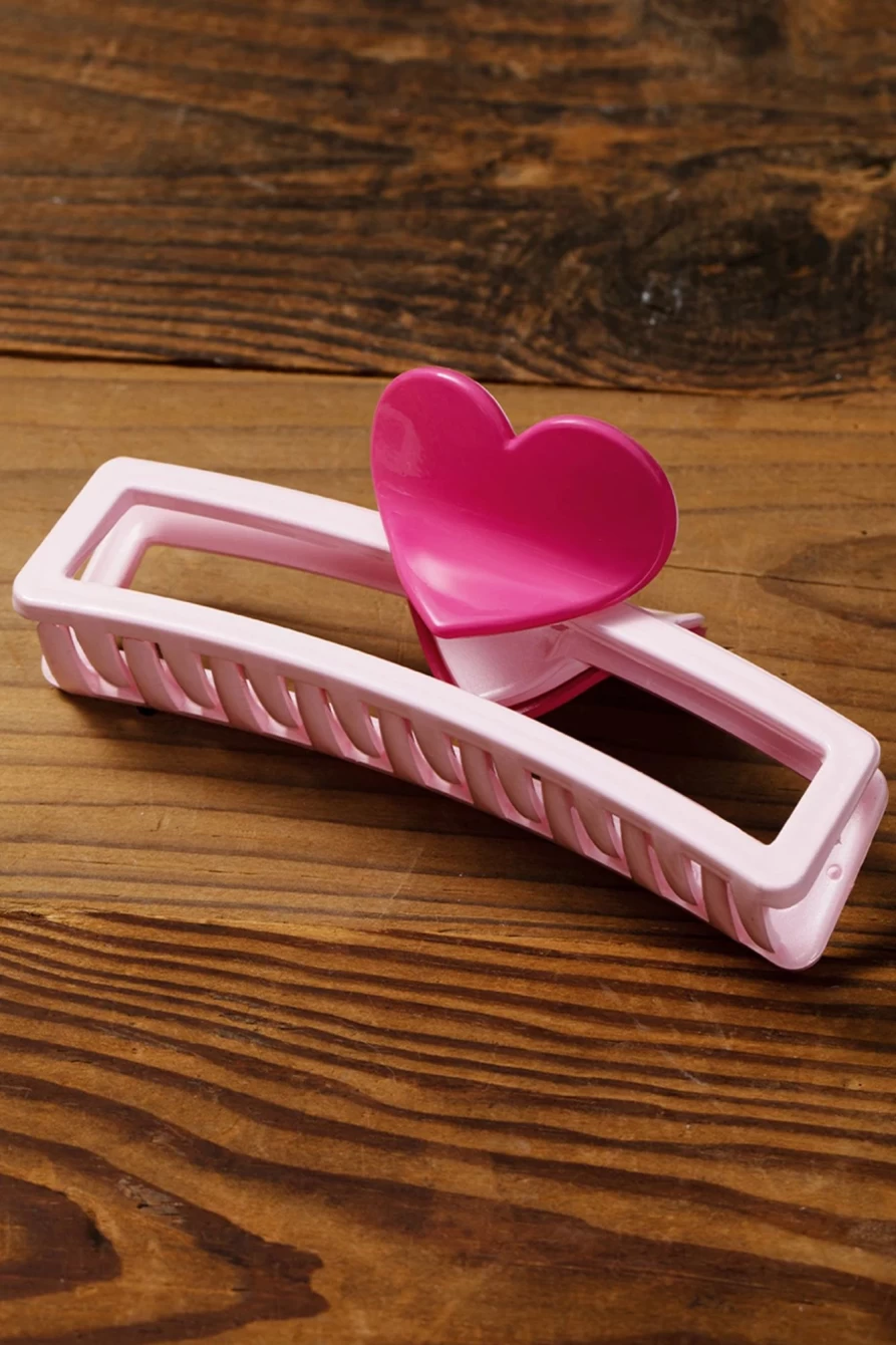 "Shewin Pink Heart Hair Claw for Women - Minimalist Valentine's Day Hair Clip"