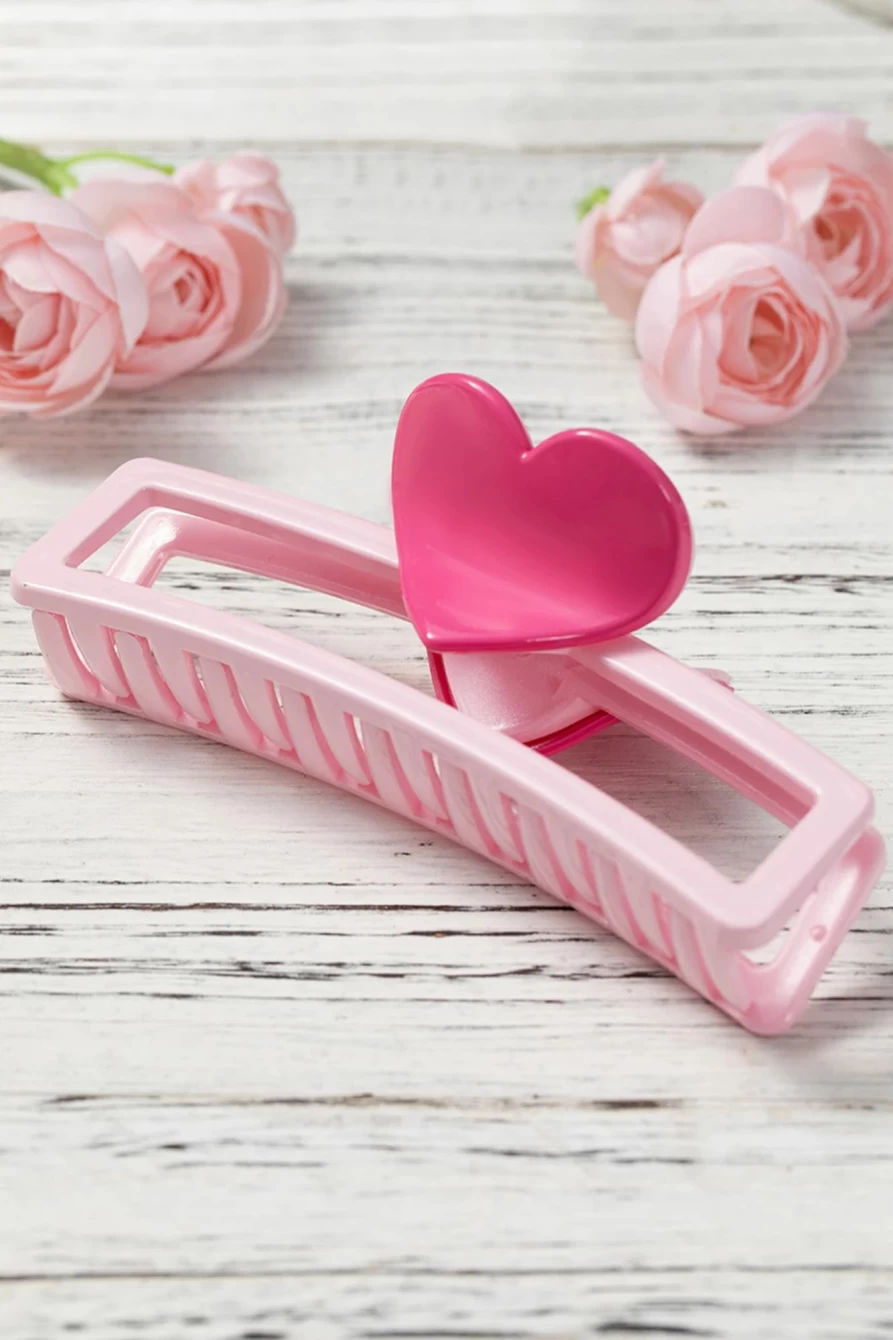 "Shewin Pink Heart Hair Claw for Women - Minimalist Valentine's Day Hair Clip"