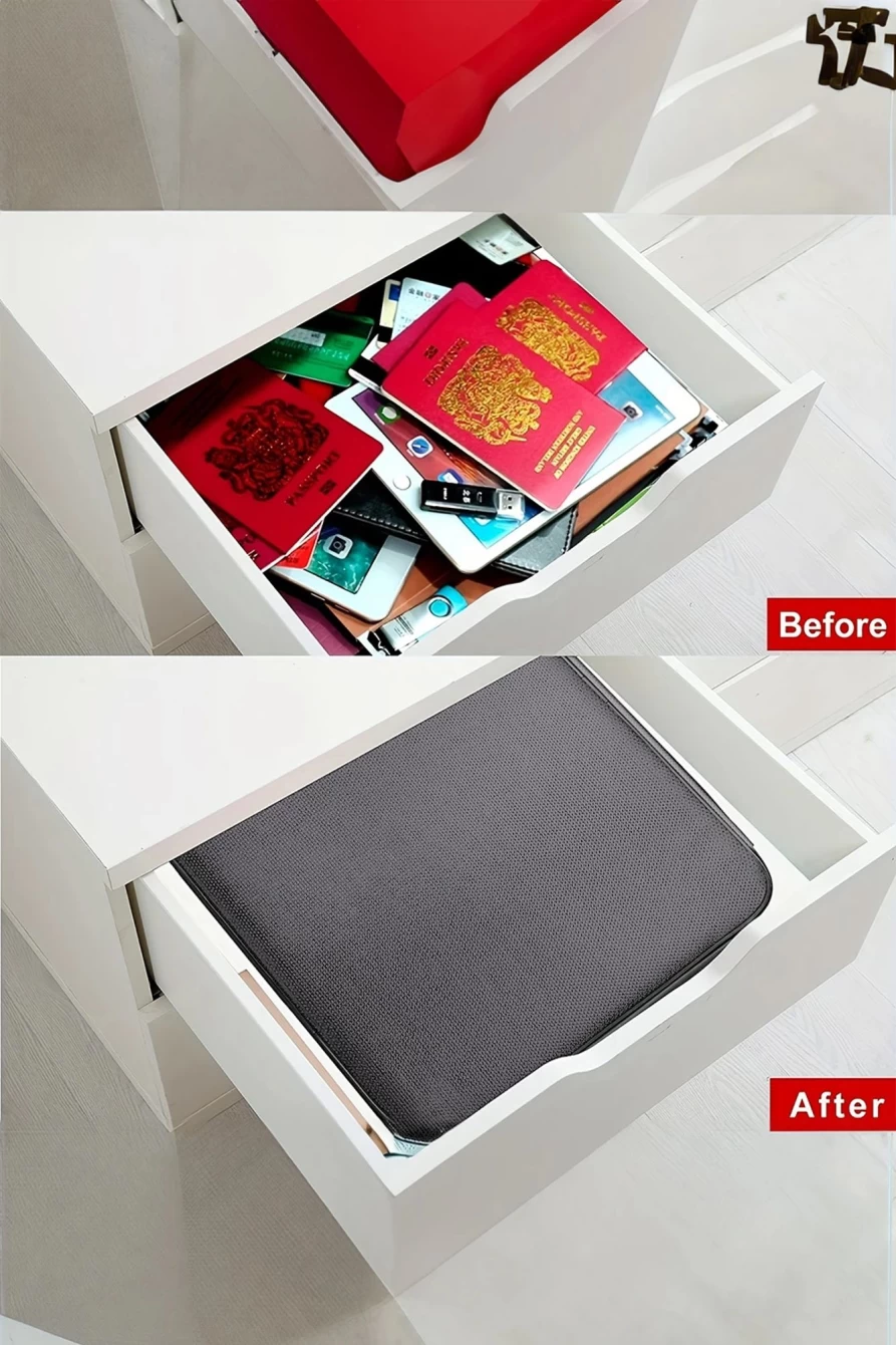 Shewin Dark Grey Large Capacity Certificate File Storage Bag for Women - Durable & Spacious Document Organizer