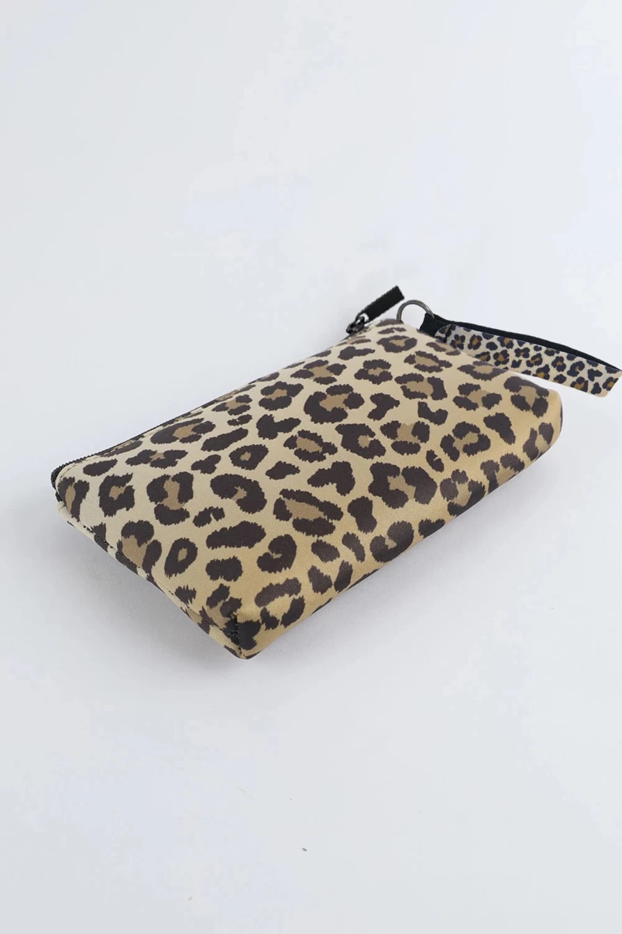 Shewin Women's Leopard Print Mini Wristlet Purse with Zip Closure