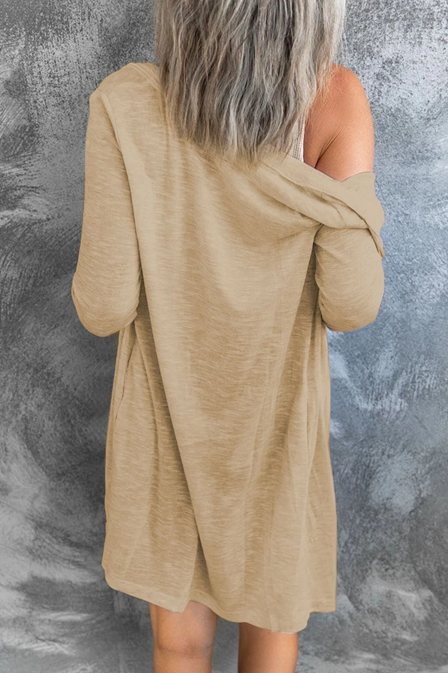 "Shewin Women's Brown Casual Long Button Front Cover Up Cardigan"