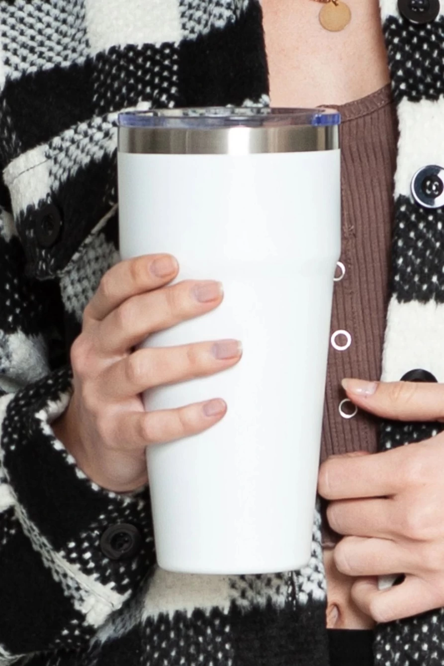 Shewin 600ml White Stainless Steel Vacuum Insulated Water Bottle with Lid for Women