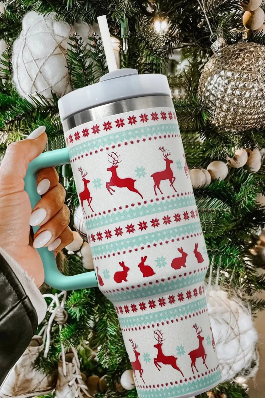 "Shewin Iceland Blue Christmas Stainless Steel Tumbler for Women - Holiday Themed Insulated Cup"