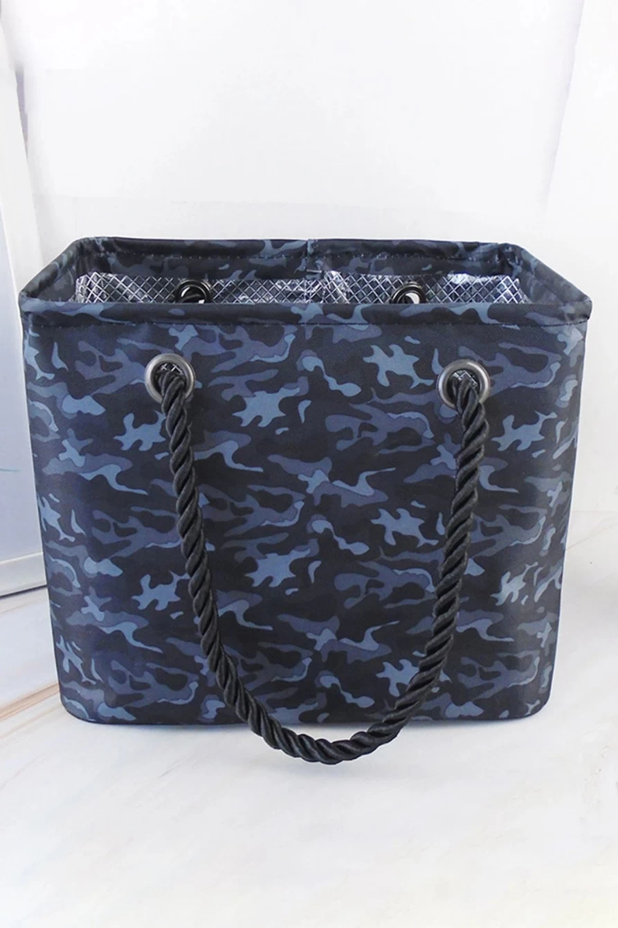 Shewin Women's Multicolor Camo Print Collapsible Canvas Storage Box with Rope Handles