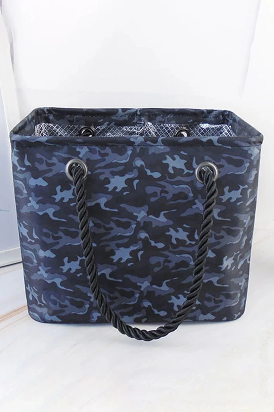 Shewin Women's Multicolor Camo Print Collapsible Canvas Storage Box with Rope Handles