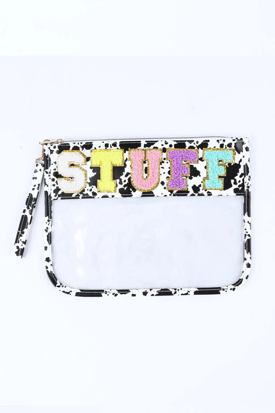 Shewin Women's Black Animal Print Transparent Zip Handbag - Stylish PU Tote for Women Fashionable Clear Shoulder Bag