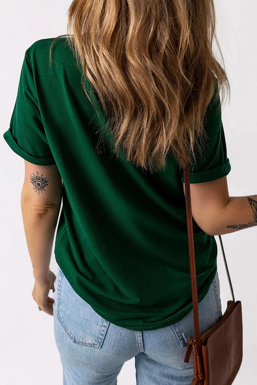 "Shewin Women's Green Lucky Truck Clover Graphic T-Shirt - Crew Neck Casual Tee"