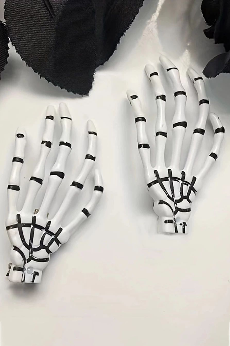 Shewin Bright White Skeleton Hand Hair Clip for Women - Spooky Halloween Hair Accessory
