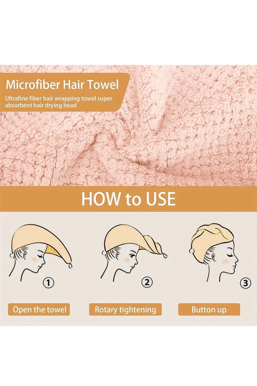 Shewin Pink Microfiber Hair Towel for Women - Super Absorbent, Quick Drying, Soft & Lightweight
