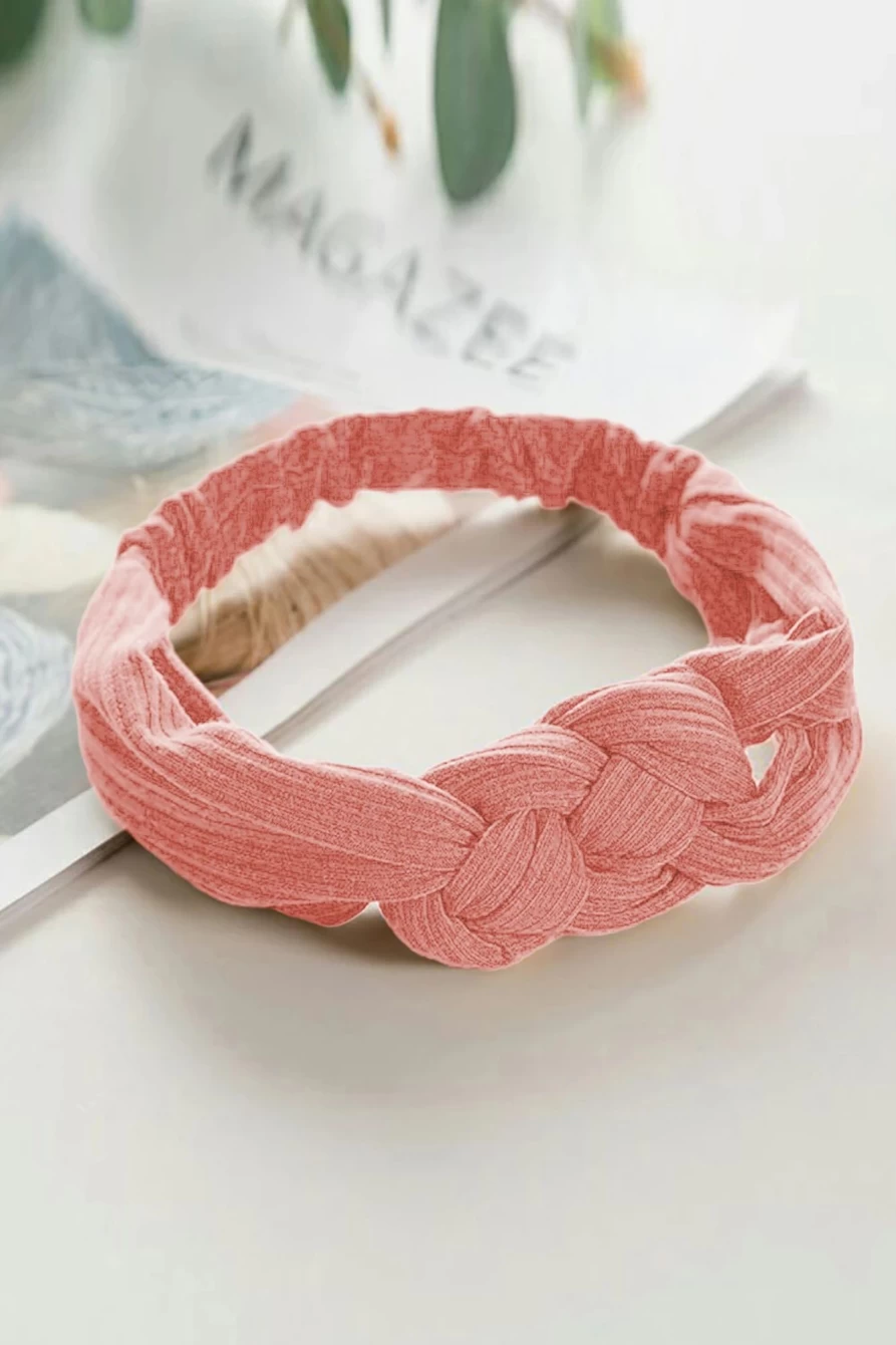 Shewin Women's Pink Striped Pleated Wide Brim Cross Headband Hair Accessory